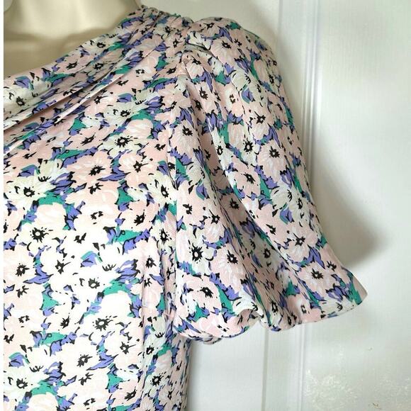 NEW ASTR The Label SANTORINI Chiffon FLORAL Puffy ONE SHOULDER Midi DRESS Sz S - Picture 5 of 8